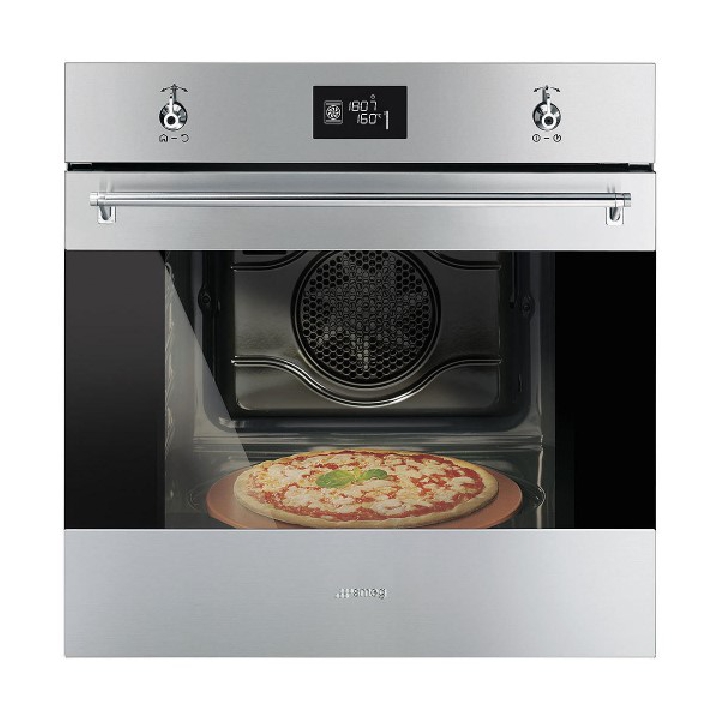 SMEG เตาอบไฟฟ้ามัลติฟังก์ชั่น พร้อมอุปกรณ์อบพิซซ่า ดีไซน์ Classica สีสเตนเลส รุ่น SF6390XPZE