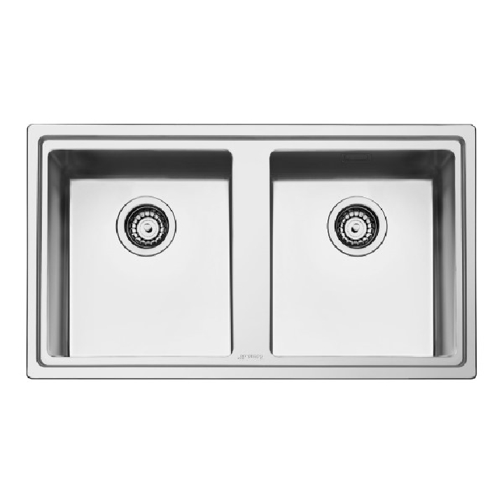 SMEG อ่างล้างจานสเตนเลส 2 หลุม แบบฝังบนเคาน์เตอร์ รุ่น LD862-2
