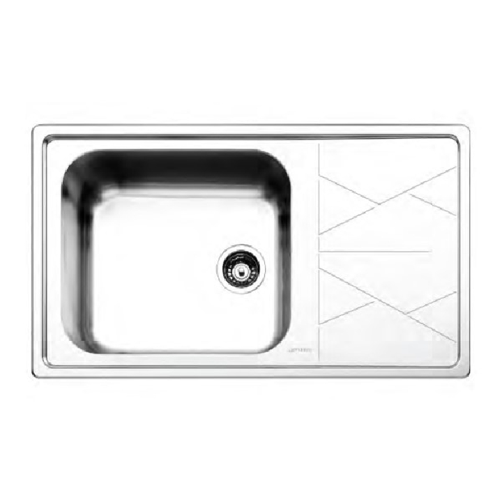 SMEG อ่างล้างจานสเตนเลส 1 หลุม มีที่พักจาน แบบฝังบนเคาน์เตอร์ รุ่น LOTG861CD