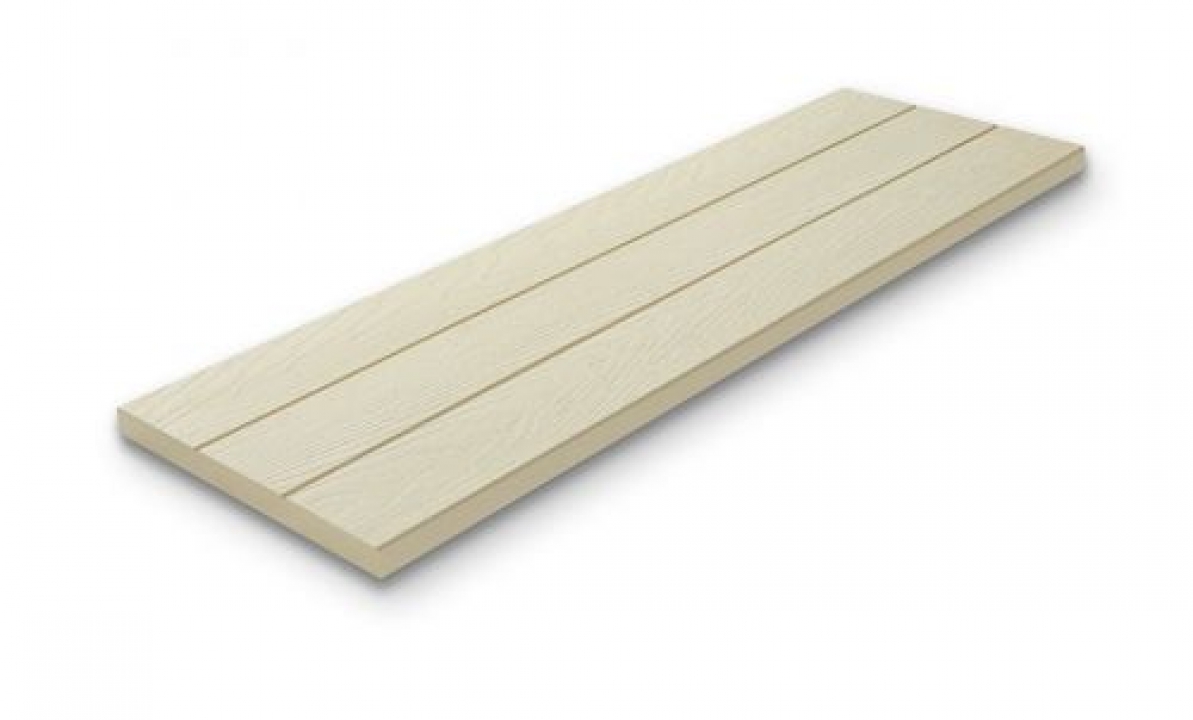 ไม้พื้นเฌอร่า รุ่นเซาะ 2 ร่อง ลายชัยพฤกษ์ สีรองพื้นขาวมะลิ (2.5 x 30 x 300 cm) Shera