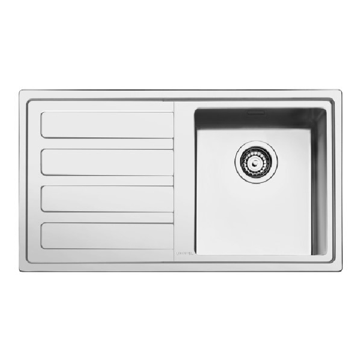 SMEG อ่างล้างจานสเตนเลส 1 หลุม (ขวา) มีที่พักจาน แบบฝังบนเคาน์เตอร์ รุ่น LD861S-2