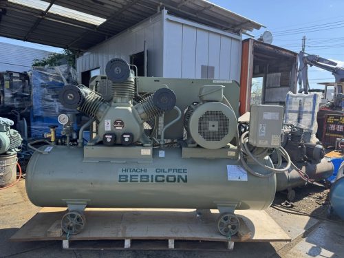 HITACHI BEBICON คอมเพรสเซอร์ออยฟรี 110U_8.5 GP5. 50Hz 15HP Tank 260L Sanso 200V 50Hz 2019.7 เครื่องเดินเรียบและทำงานได้ดี