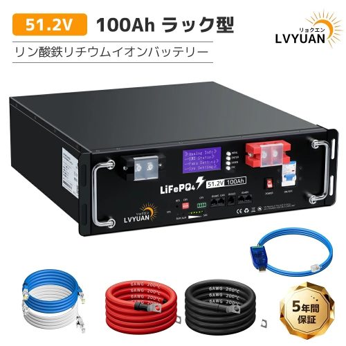 ใหม่ 51.2V/100Ah 5.12kWh แบตเตอรี่ลิเธียมเหล็กฟอสเฟตแบตเตอรี่ประเภท RS485 สามารถ RS232 การสื่อสารข้อมูลมากกว่า 6000 รอบพร้อมกับ BMS LVYUAN