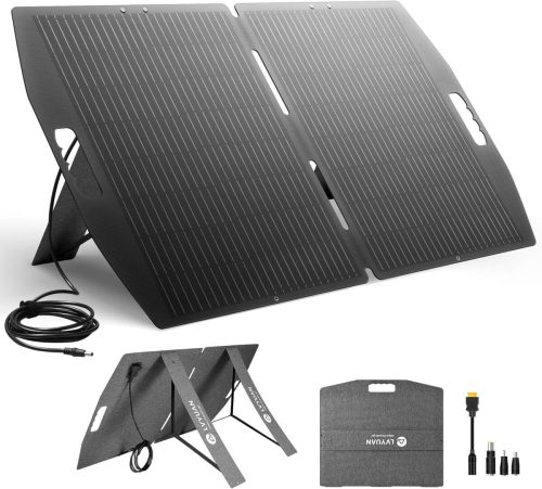ใหม่ 100W แผงโซลาร์เซลล์แผงโซลาร์เซลล์ 18.5V พับได้ ETFE อัตราการแปลง 22.5% Monocrystalline IP65 แท่นชาร์จด่วนรวมแหล่งจ่ายไฟแบบพกพากันน้ำ LVYUAN