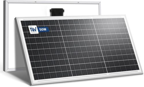 ใหม่แผงโซลาร์เซลล์ 50W Monocrystalline Solar Panel 12V ประสิทธิภาพการแปลง 22.7% โมดูลเซลล์แสงอาทิตย์บางประสิทธิภาพสูงพิเศษขนาดกะทัดรัดน้ำหนักเบาติดตั้งบนระเบียง Yinleader