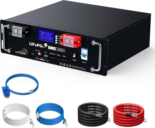 ใหม่ 51.2V/100Ah 5.12kWh แบตเตอรี่ลิเธียมเหล็กฟอสเฟตแบตเตอรี่ประเภท RS485 สามารถ RS232 การสื่อสารข้อมูลมากกว่า 6000 รอบพร้อมกับ BMS LVYUAN