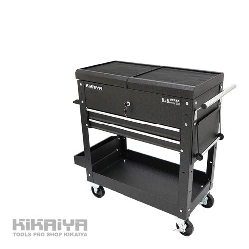 Tool Wagon รถเข็นเครื่องมือ Workbench สไลด์ด้านบนแบบเปิดแผ่นด้านบนริ้วรอยภาพวาดสีดำไขควงใส่ KIKAIYA