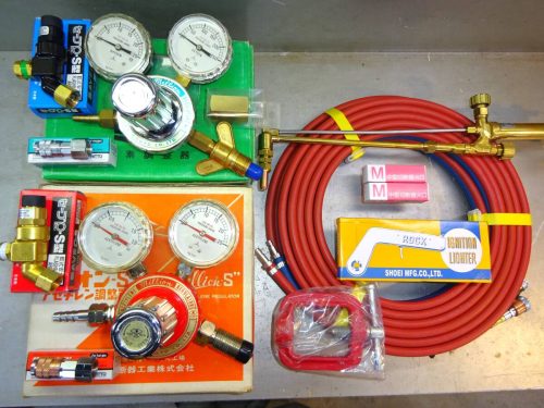 EMW115 สินค้าที่ไม่ได้ใช้สินค้าที่จัดเก็บสินค้ามือสองอุปกรณ์นิรภัยแบบแห้งรับประกันความเข้ากันได้ของข้อต่อทั้งหมดสไตล์คันไซ (สไตล์คันโต) ชุดอุปกรณ์ตัดออกซิเจนอะเซทิลีนโบนัส Nezu Kogyo