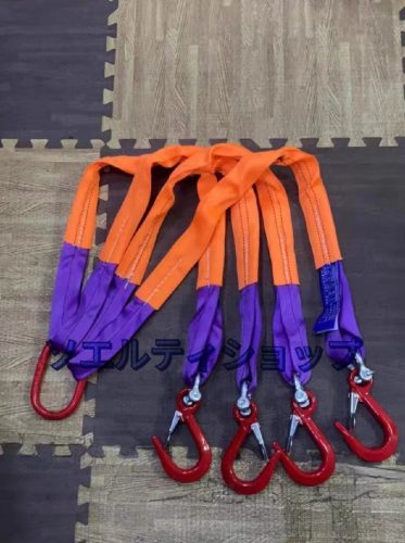เข็มขัดสลิงแขวน 4 จุดที่แนะนำเป็นอย่างยิ่งสำหรับงานขนส่งพร้อมตะขอเหล็กโลหะผสมตะขอแขวนทำจากโพลีเอสเตอร์รับน้ำหนักการทำงานสูงสุด 5 ตันยาว 1.5 ม