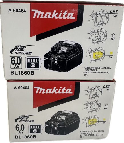 แบตเตอรี่ลิเธียมไอออน Makita BL1860B 18V 6.0Ah *การชาร์จความเร็วสูงใช้ได้กับเครื่องหมายหิมะชุด 2 ก้อนไม่ได้ใช้