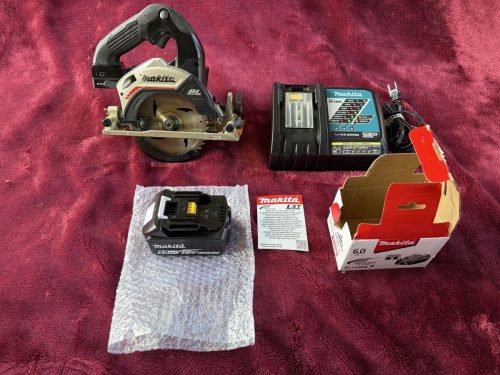 สินค้ามือสอง/Makita 18V เลื่อยวงเดือนแบบชาร์จไฟได้ HS474D ตัวเครื่อง 165 มม./แบตเตอรี่แท้ 5.0Ah/แท่นชาร์จ DC18RB ชุดกำลังสูงตัดความเร็วอัตโนมัติ DIY การจัดการ 71-1-36
