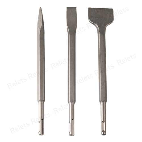 สิ่วสิ่ว SDS เจาะชุด Bit 3 Plus Shank 10 มม.ค้อน Bull Point Scaling Chisel ไฟฟ้า Pick แบน Groove
