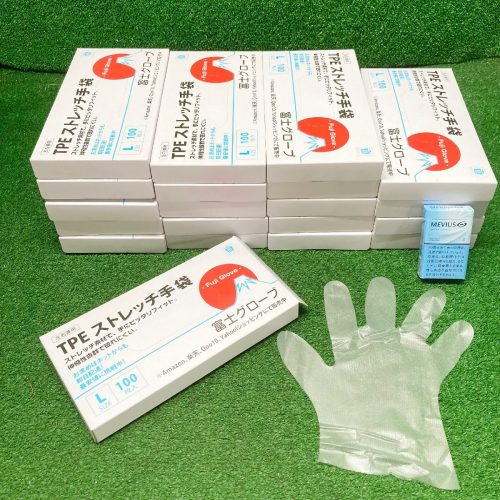 Teochi.Q682 20 กล่องชุด 2000 ชิ้นถุงมือฟูจิถุงมือใช้แล้วทิ้งถุงมือยืด TPE ขนาด L ใช้ได้ทั้งซ้ายและขวา 1 กล่อง 100 ชิ้น