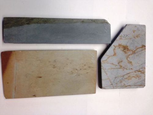 727 87・118・110g หินลับธรรมชาติ Shomotoyama Okudono Asagi, Shobudani Takayama Suita และ Mukonochicho Suita 125x29x10・77x56x12・110x55x7mm หินลับ Umegahata Nakakatsu Yamamoto แนวตัวผู้