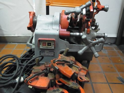 (FJ153) มีปิ๊กอัพการทำงาน OK REX N40A 3 100V การตัดเกลียวด้วยหัวการประมวลผลการตัดท่อ 500W การเดินท่อเกลียวแบบไฟฟ้า