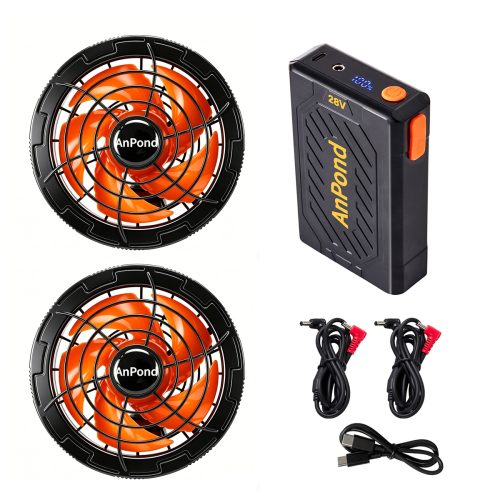 (T) ยี่ห้อใหม่ 2026 (28V เอาต์พุตสูงพิเศษ 26000mAh ความจุขนาดใหญ่เครื่องปรับอากาศชุดทำงานพัดลมชุดแบตเตอรี่) PD30W การปรับการไหลของอากาศ 5 ระดับเหมาะสำหรับเสื้อผ้าทำงานทั้งหมดที่มีเส้นผ่านศูนย์กลางรู 9 ซม