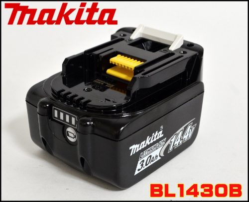 สภาพดี Makita แบตเตอรี่ลิเธียมไอออน BL1430B แท้ 14.4V 3.0Ah พร้อมตัวแสดงระดับแบตเตอรี่ LITHIUM-ION makita