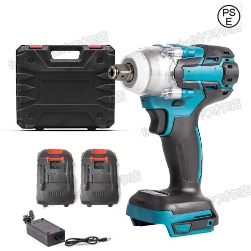 Impact DRIVER ชาร์จประแจผลกระทบเปลี่ยนยาง 370N มอเตอร์ไร้แปรงชุด 2 ก้อน 18V Makita Compatible zchw0887
