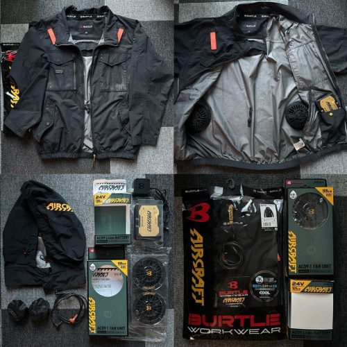 BURTLE เครื่องบินเครื่องปรับอากาศเสื้อผ้า L สีดำพัดลมแบตเตอรี่ชุดยุทธวิธี Blouson แขนยาว AC1151 BURTLE เครื่องบิน