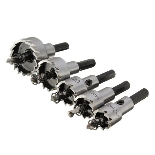 รูเลื่อยคาร์ไบด์เหล็ก HSS ชุด 5 Bimetal รูเจาะเครื่องตัด DIY เครื่องมือเหล็กโลหะงานไม้ 16 มม. 18.5 มม. 20 มม. 25 มม. 30 มม. ชุด 5