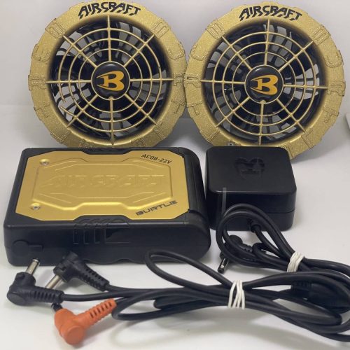 สินค้ามือสอง KYOCERA BURTLE AIRCRAFT AC08-1/08-2 AC08-22V Black x Gold ชุดเครื่องปรับอากาศพัดลม + ชุดแบตเตอรี่