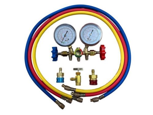 ! R1234yf (HFO1234yf) เกจวัดท่อร่วมพร้อมวาล์วเปิดกระป๋องเครื่องปรับอากาศชาร์จแก๊ส
