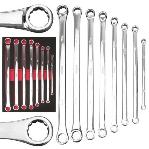 Super ยาว double-ended ตรง 8 ชิ้นชุดประแจ 8 มม.~ 24 มม.ชุดประแจ spanner ชุดกระจกเสร็จสิ้นทำงานการบำรุงรักษา HKBS-8P