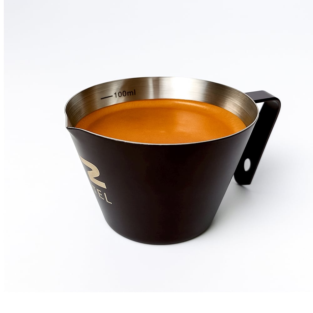 ถ้วยตวงเอสเปรสโซ่ สแตนเลส 304 ETZEL ฟูดเกรดไม่ขึ้นสนิมพร้อมที่จับถนัดมือ ขนาด 100 มล. สีดำ