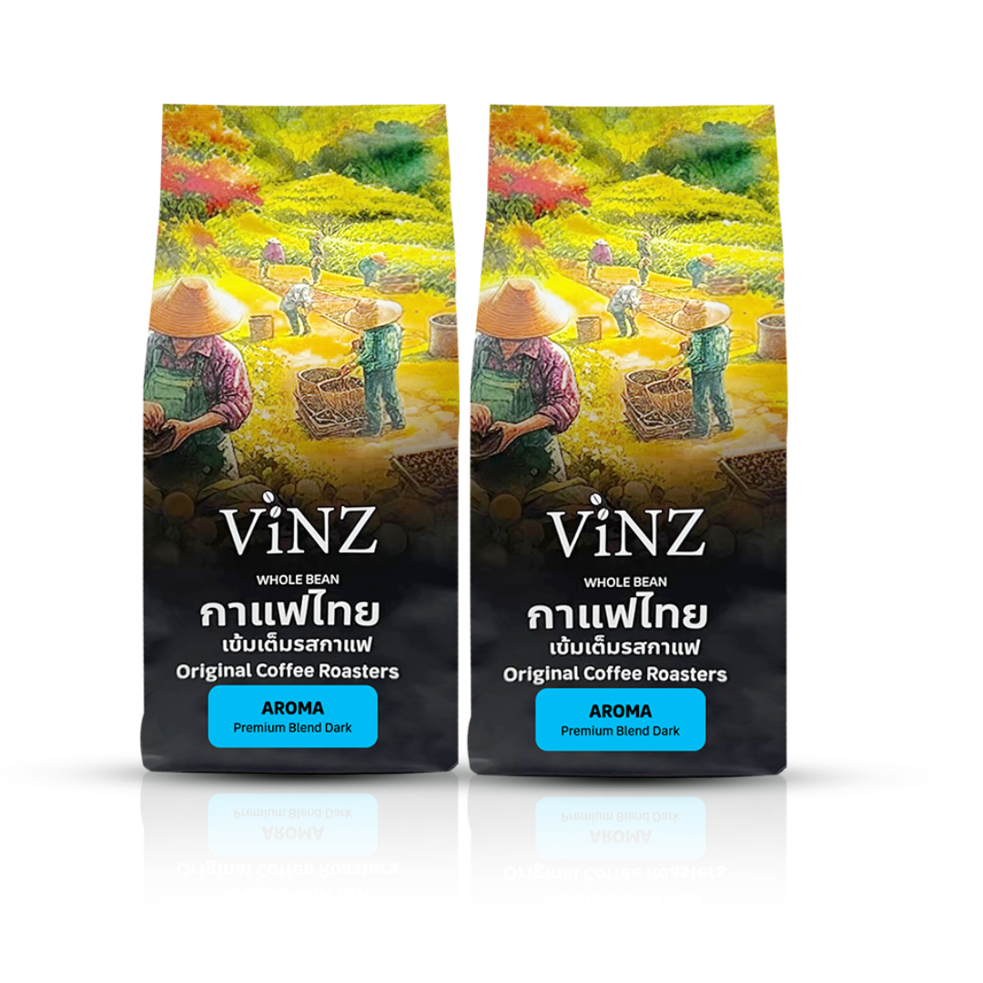 เมล็ดกาแฟ ViNZ ดอยช้าง อโรม่า อาราบิก้าเบลนคั่วเข้ม 2ถุง (ถุงละ 250g)