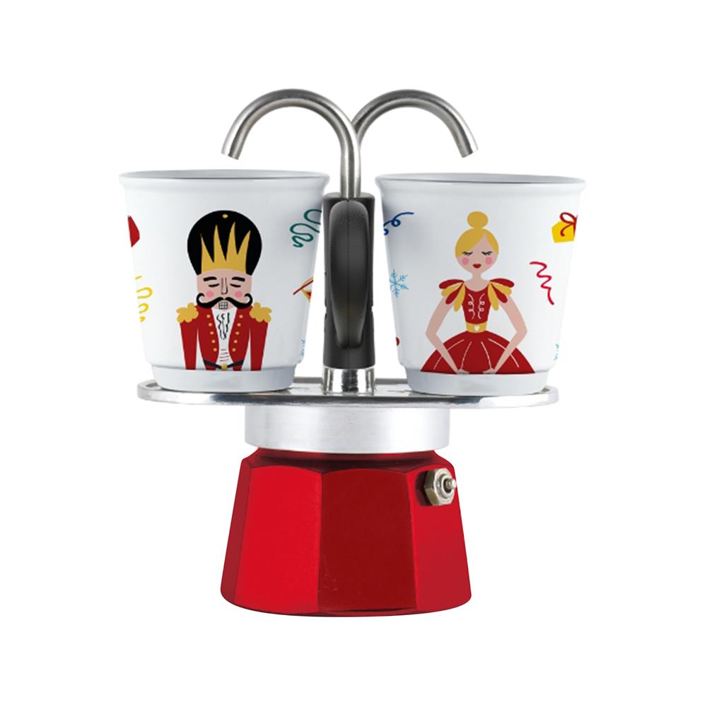 หม้อต้มกาแฟ BIALETTI MINI EXPRESS RED SCHIACCIANOCI SET 2 ถ้วย