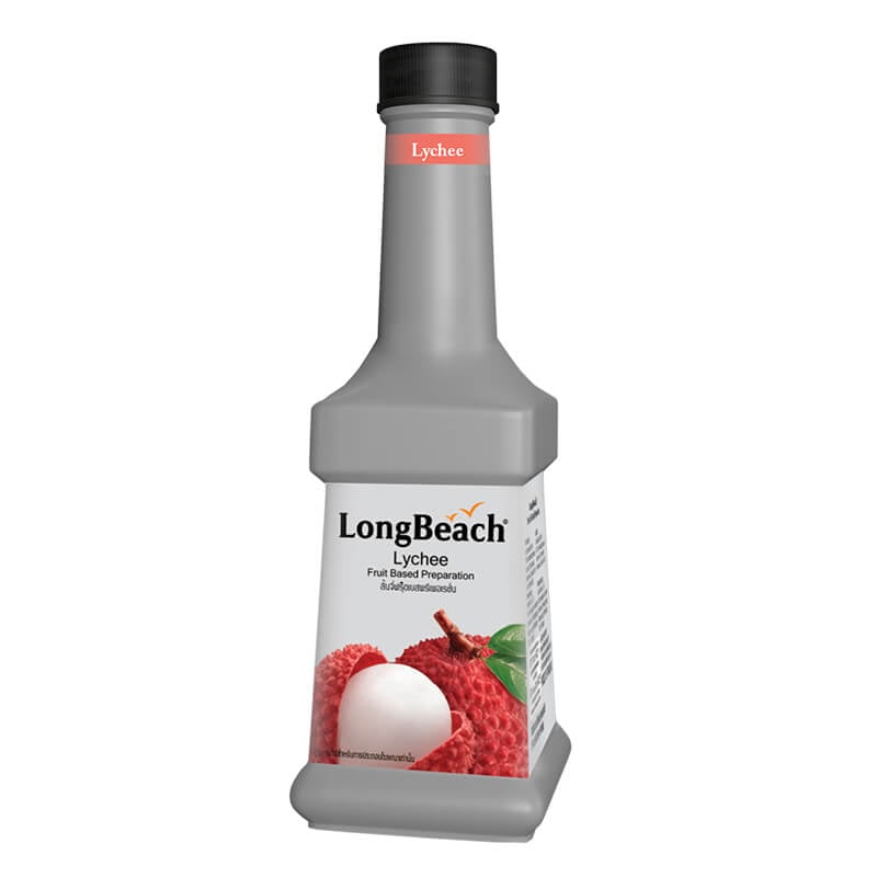 น้ำผลไม้ผสมเนื้อผลไม้ ลองบีช เพียวเร่ กลิ่น ลิ้นจี่ 900 มล.