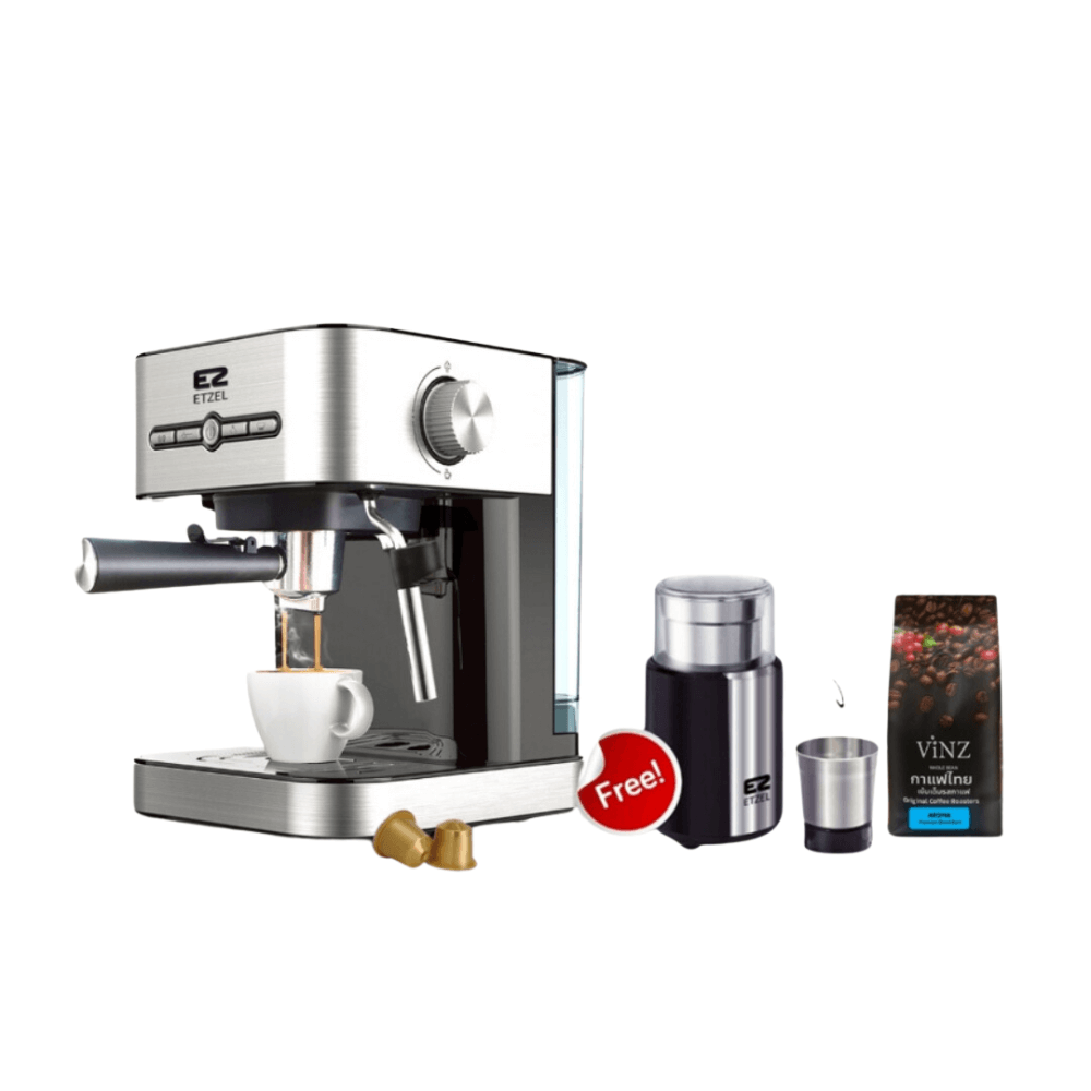 ชุดเครื่องชงกาแฟ ETZEL 20 บาร์ SN203Set2Cap ฟรี! เครื่องบดเมล็ดกาแฟ ETZEL รุ่น SN7820 และกาแฟดอยช้าง 250 กรัม