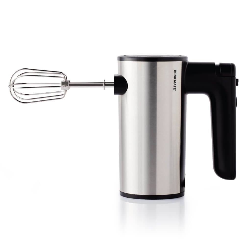 HOMEMATE เครื่องตีไข่มือถือ แข็งแรง ทนทานด้วยวัสดุสเตนเลสสตีลที่มีประสิทธิภาพ มาพร้อมการปรับความเร็วได้ถึง 5 ระดับ เหนือกว่าด้วยฟังก์ชัน Turbo เพื่อประสิทธิภาพสูงสุดในการทำงาน เหมาะสำหรับใช้ตี หรือผสม และอื่นๆ อีกมากมาย ที่ครบ จบในเครื่องเดียว