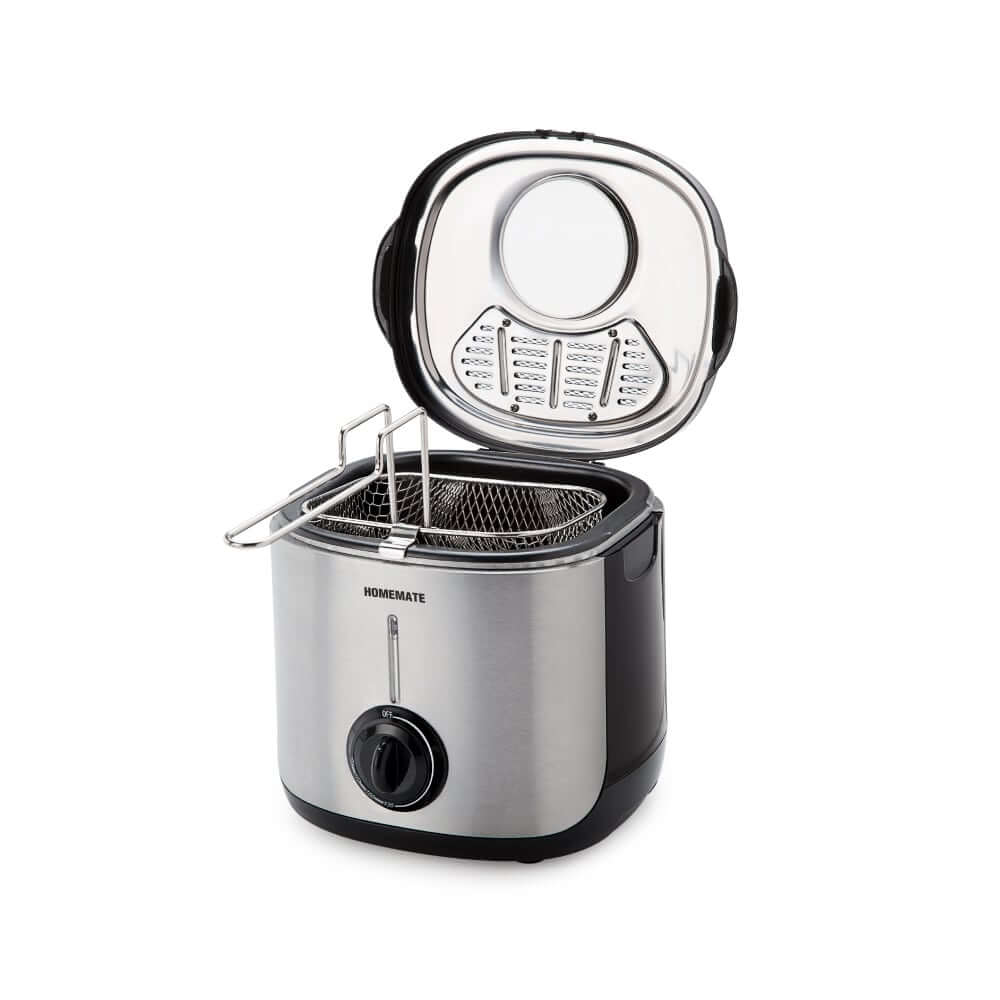 หม้อทอดไฟฟ้า HOMEMATE (HOM-ZG28A) ความจุ 1.2 ลิตร สีเงิน-ดำ