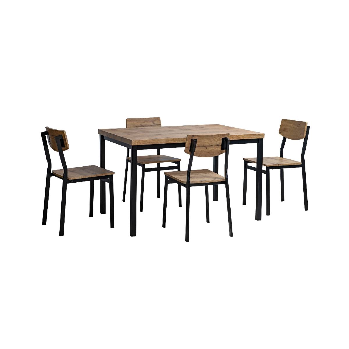 DECOS ชุดโต๊ะอาหารเมลามีน4ที่นั่ง MONEY สีโอ้ค