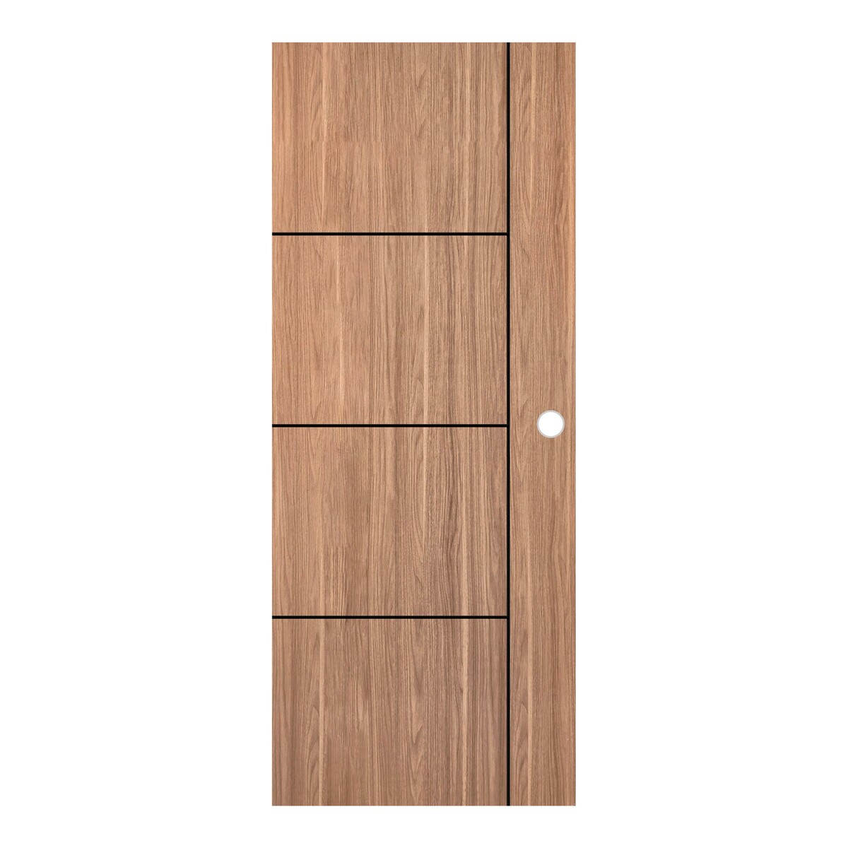 ALUGUARD ประตู UPVC ภายใน เซาะร่อง 80x200 เซนติเมตร รุ่น IN-009R สีสัก (เจาะลูกบิด)