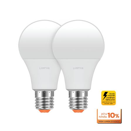 หลอด LED LAMPTAN BULB GLOSS 7 วัตต์ WARM WHITE E27 แพ็ก 2 ชิ้น