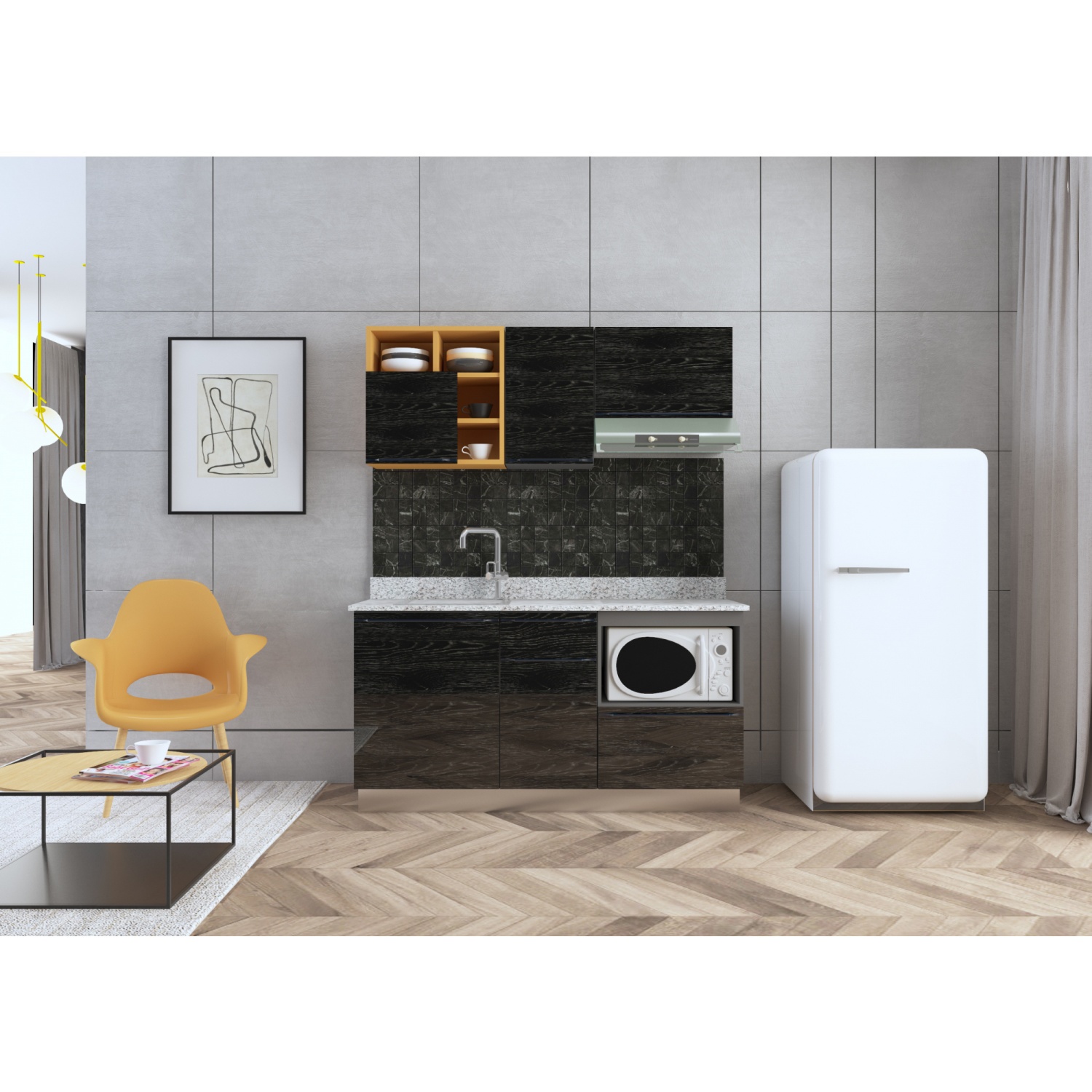 KITZCHO ชุดครัวสำเร็จรูป KEM-LUR-C-FT-00164-DO สีดาร์คโอ๊ค