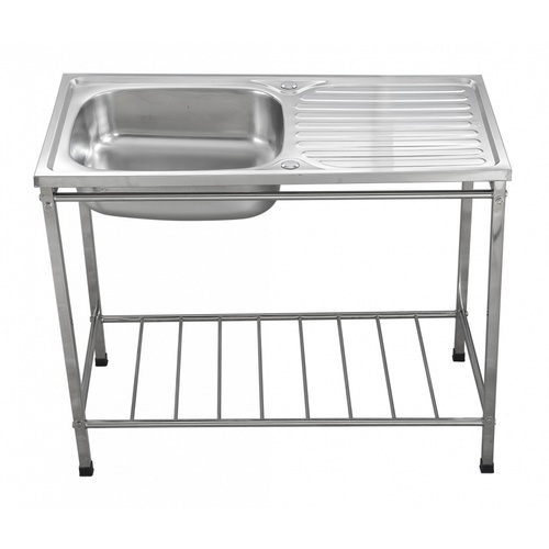 CROWN อ่างล้างจานพร้อมขาตั้ง 1 หลุมมีที่พัก 100x50x82 ซม. S10050S1 (1/3)
