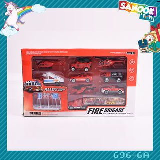 TOYS ของเล่นชุดรวมยานพาหนะกู้ภัย บรรจุ 7คัน สีแดง#696-6A (94x39x92ซม.)