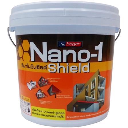 สีน้ำทาภายนอก BEGER NANO1 SHIELD BASE A กึ่งเงา 9 ลิตร