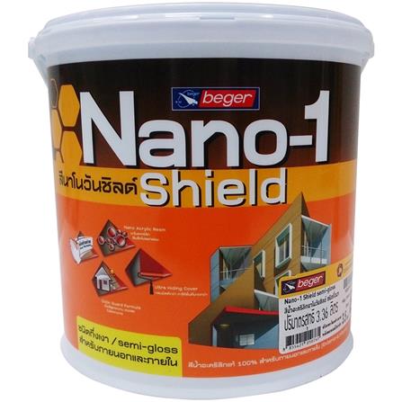สีน้ำทาภายนอก BEGER NANO1 SHIELD BASE B กึ่งเงา 3.5 ลิตร