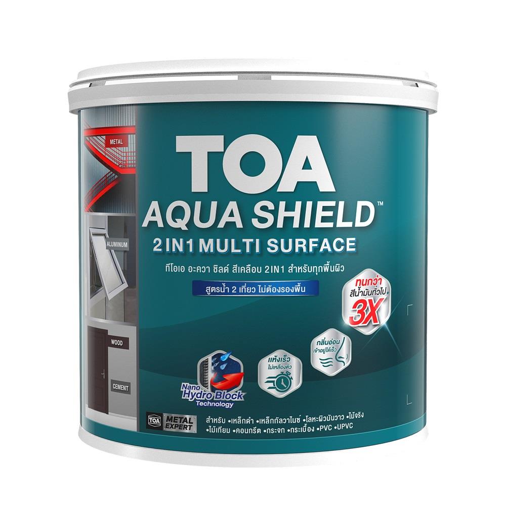 สีเคลือบเงา TOA AQUA SHIELD 2 IN 1 AQ1000 สี SILVER BRONZE กึ่งเงา 3.5 ลิตร
