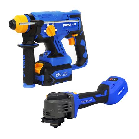 ชุุดสว่านโรตารี่และเครื่องเจียรไร้สาย (พร้อมแบตเตอรี่และแท่นชาร์จ) PUMA PM-260BL+PM-490BL 20 โวลต์