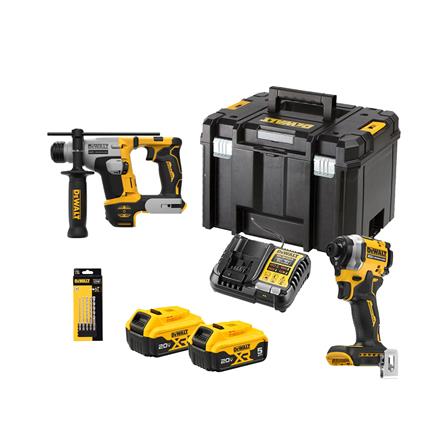 ชุดสว่านไขควงและสว่านโรตารี่ไร้สาย (พร้อมแบตเตอรี่และแท่นชาร์จ) DEWALT DCK2213P2TA-B1 18 โวลต์
