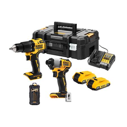 ชุดสว่านกระแทกและไขควงกระแทกไร้สาย (พร้อมแบตเตอรี่และแท่นชาร์จ) DEWALT DCK2214D2TA-B1 18 โวลต์