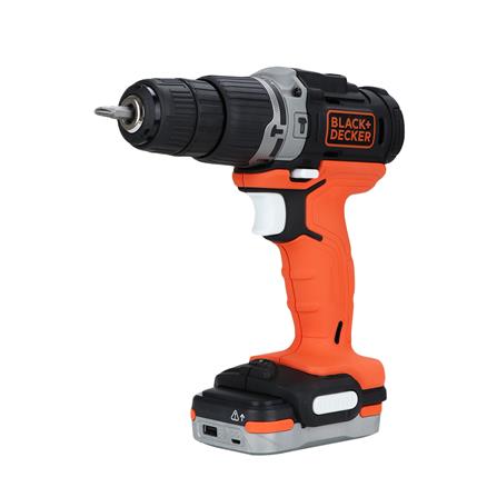 สว่านกระแทกไร้สาย (พร้อมแบตเตอรี่) BLACK&amp;DECKER BDCHD12US1-B1 12 โวลต์
