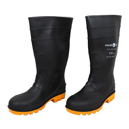 รองเท้าบูท PVC หัวเหล็ก PANGOLIN สูง 14 นิ้ว เบอร์ 7 สีดำ