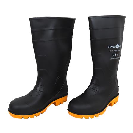 รองเท้าบูท PVC หัวเหล็ก PANGOLIN สูง 14 นิ้ว เบอร์ 11 สีดำ