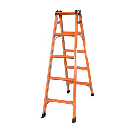 บันไดเหล็กสังกะสีเคลือบสี ทรง A-I SANKI 5 ขั้น สีส้ม